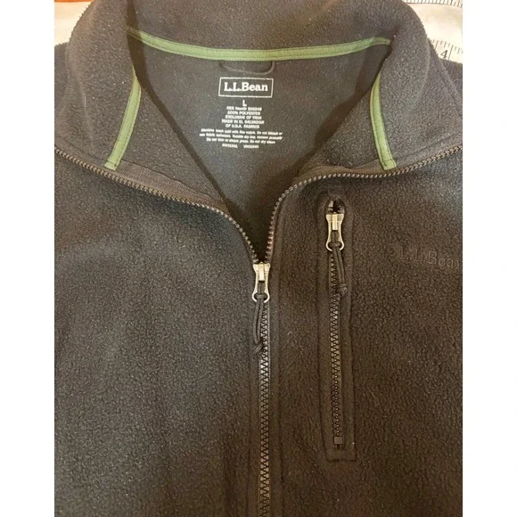 L.L. Bean Jacket Mens Medium Black Polartec Fleece Full Zip Pockets Outdoor - Picture 7 of 8